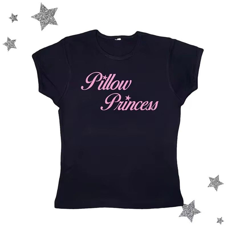 Cross-border American Fashion Trend Retro Letter Print Sweet And Spicy T-shirt, Summer Slim-fit, Slimming, Regular_ecoleips.com