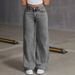 Women's Clothing Retro Bow Embroidery Washed Jeans Women's Sweet And Spicy Straight Loose Trousers_ecoleips.com