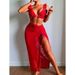 Aria Basics European And American Solid Color Ruffled Sexy Three-piece Swimsuit Bikini Exclusively Available On For_ecoleips.com