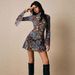 Elegant Floral Print A-Line Dress – Double-Layer Round Neck Chiffon Dress With Slit & Bell Sleeves (Floral/Pink, True To Size)_ecoleips.com