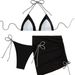 Women's Clothing Color Split Swimsuit Lace Up Bikini Sexy Three Piece Suit Ins Internet Celebrity Bikini_ecoleips.com
