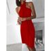 2025 Summer New Sexy Women's Halter Neck Loose Irregular Casual Beach Dress_ecoleips.com