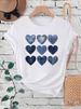 Women Cowboy Heart Print T-Shirt For Valentine's Day Gifts Fashion Crew Neck Short Sleeve T-Shirt Casual Women's Clothing_ecoleips.com