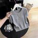 Women's French Style Knit Top Round Neck Off Shoulder Short Sleeve Elegant Fashionable Youthful Summer New_ecoleips.com