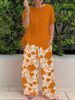 Women's Summer Fashion Casual Loose Printed Set T-Shirt And Pants Two Piece_ecoleips.com