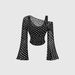 European And American Cross-border Sexy Mesh Neck Ruched Long-sleeve T-shirt, Feminine Elastic Slim-fit Short Top With_ecoleips.com