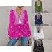 Women's Clothing Women's Retro Ethnic Style Shirt Top Half Open Collar Tie Waist Loose Lantern Sleeve Fashionable Casual Outfit_ecoleips.com
