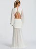Mozision Deep V Neck Long Sleeve Sexy Maxi Dress Women Gown Fashion Hollow Out Backless Ruched Club Party Long Dress Elegant_ecoleips.com