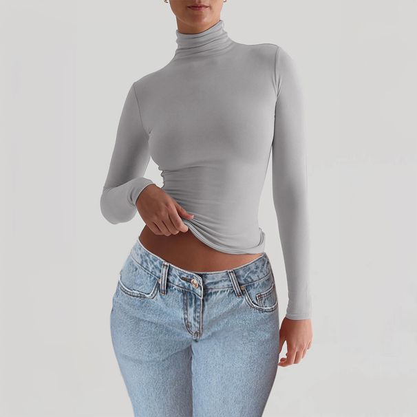 Diyun European And American 2024 Autumn Winter Women's Y2K Slim Fit Solid Color Knitted Base Long_ecoleips.com