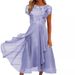 Women’s Clothing Dress Chiffon Splicing Round Neck Sequin Printed Big Swing Skirt Long Skirt Dress_ecoleips.com