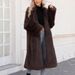 Women's Faux Fox Fur Coat – Long Winter Coat With Luxe Faux Fur (Dark Brown, S-XXXL)_ecoleips.com