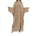 Women's Clothing Modest Abaya Dress Turkish Modest Two-Piece Set – Elegant Solid Color Long Dress With Batwing Sleeves (S-XXL,,Middle East Style)_ecoleips.com
