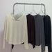Women's Bamboo Yarn Long Sleeve V-Neck Yoga Top Aqua Loose Fit Casual Sportswear Home Wear_ecoleips.com