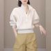 Spring Thickened Fleece Short Gray Sweatshirt For Women, High-end Stand-up Collar, Half-zip, Niche Oversize Jacket_ecoleips.com