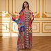 Colorful Hot Fix Rhinestone Pattern Batwing Sleeve Dress for Women for Everyday Outings And Family Gatherings Loose Fit Muslim Fashion_ecoleips.com