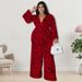 Women's Clothing Plus Size Women's Long Sleeved Jumpsuit Style Straight Leg Pants Long Sleeve For Formal & Casual For Women_ecoleips.com