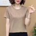 Short-sleeved T-shirt For Women's Middle-aged Versatile New Foreign-style Mother Age-reducing Fashion Casual Loose And Thin Summer Top For Women_ecoleips.com