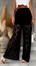 Women's Lace Hollow-Out Wide Leg Pants - Summer Boho Casual Trousers With Floral Embroidery_ecoleips.com