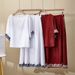 Italy LP Summer New Shirt Loose Heavy Embroidery Linen Skirt Short Sleeve Versatile Two-Piece Set For Women_ecoleips.com