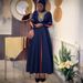 Modest Muslim Abaya Dress For Women - Oversized V-Neck Dubai Kaftan With Color Blocking, Loose Fit Islamic Long Robe For Work & Travel_ecoleips.com