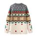 girl 94082025 Winter New Fashion Versatile Round Neck Christmas Bear Jacquard Knitted Cardigan For Women_ecoleips.com
