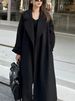 Long Loose Double-sided Woolen Coat With Lace-up Woolen Jacket_ecoleips.com