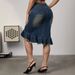 Women's Clothing Hot Girl High Elastic Fishtail Skirt Hip Wrapped Slim High Waist Retro Denim Skirt_ecoleips.com