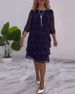 2024 Autumn New Cross-Border European And American Style Elegant Printed Round Neck Polka Dot Layered Dress_ecoleips.com