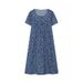 2024 Spring/Summer Women's Elegant Large Swing Skirt With Round Neck Printed Short Sleeved Dress_ecoleips.com