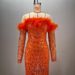 Women's Clothing New one shoulder long sleeved smart ostrich feather high waist slim fit sequined floor length long evening dress for women_ecoleips.com