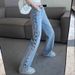 Women's Clothing Hollow Wide Leg Jeans For Women Spring And Summer Design Slim And Versatile Thin High Waisted Floor Length Trousers_ecoleips.com