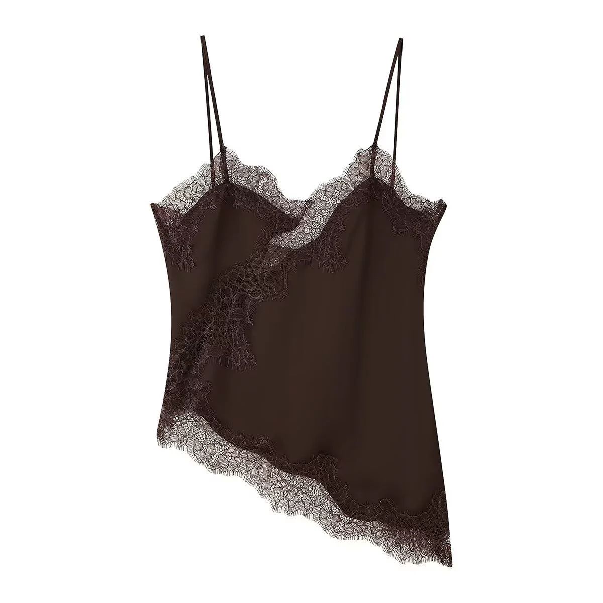 Women's Sexy Satin Lace Panel Halter Backless Asymmetrical Mini Dress – Elegant Party Gown_ecoleips.com