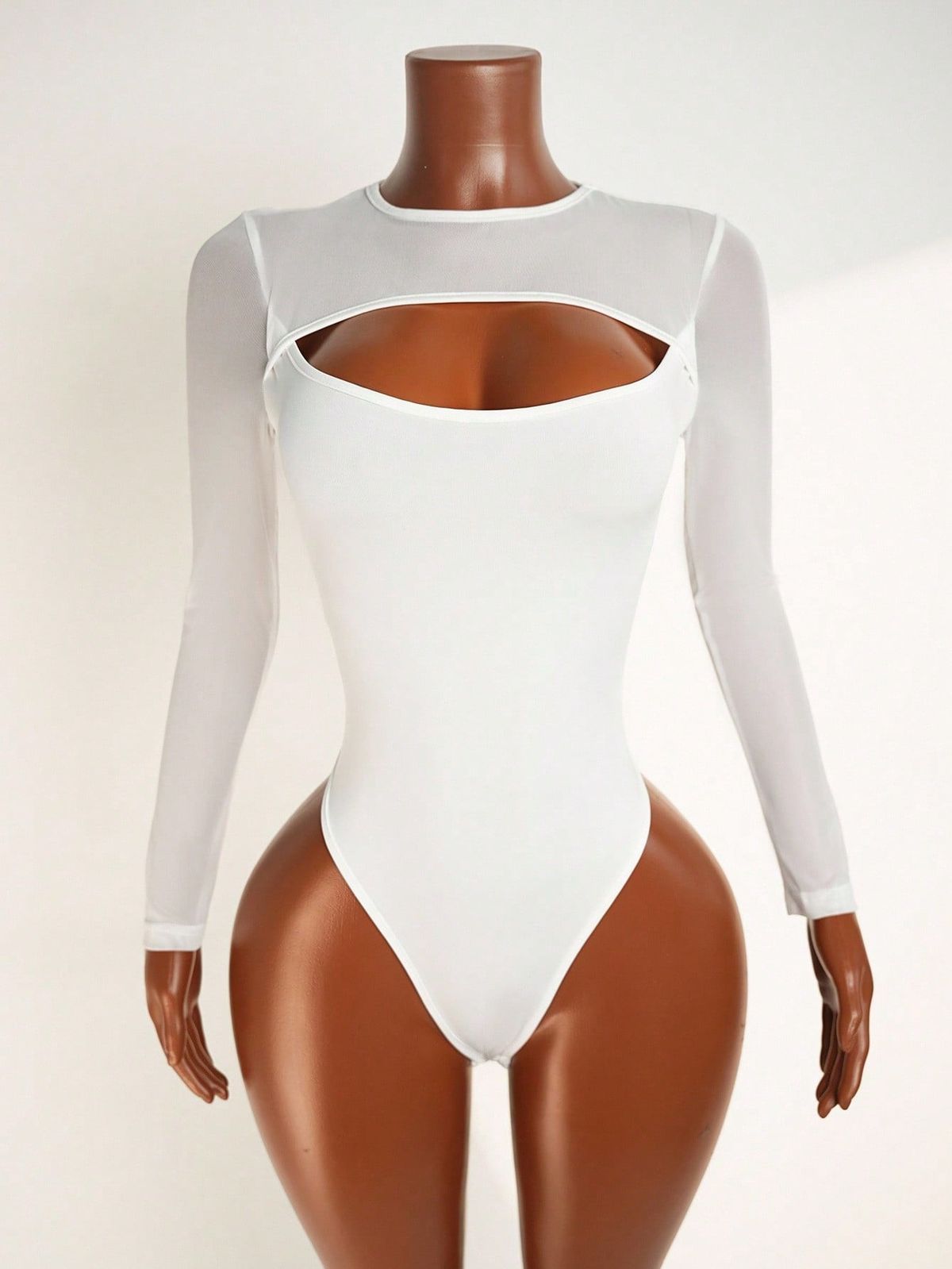 Fall Sexy Mesh-Panel Jumpsuit – Sleeveless Low-Cut Bodysuit With Sheer Inserts, Streetwear & Clubwear (XS-L, Black/Wine/White/Mocha)_ecoleips.com