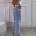 Women's Clothing Retro High Waist Non Elastic Washed Straight Jeans Fashion Contrast Color Wide Leg Jeans_ecoleips.com