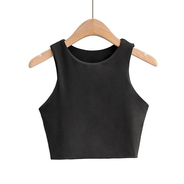Women Sexy Slim Tops Summer Fashion O-neck Sleeveless Double Nylon Ladies Good Quality Tank Tops 6 Colors_ecoleips.com