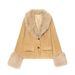 Faux Fur Blazer Women's Slim Fit Velvet Winter Coat Long Sleeve Streetwear Fashion Jacket For Fall & Winter_ecoleips.com