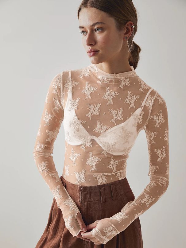 2025 Sheer Lace Top Mesh Multi-color Base Shirt Sexy Hot Girl Trendy T-shirt_ecoleips.com