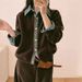 Oversized Knit Cardigan With Denim Panels – Korean-Inspired Unisex Layering Piece (One Size, Polo Collar, 7 Colors)_ecoleips.com