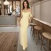 Women's Sexy French Chic Low Cut Solid Color Halter Backless Maxi Dress – Summer Resort Gown_ecoleips.com