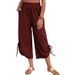 Women's plus Size Straight Leg Cropped Trousers Spring Autumn European American Style Loose Casual Drawstring Pockets_ecoleips.com