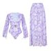 Women's Clothing Summer New Spring One Piece Swimsuit Travel Vacation Set Long Sleeve Shell Printed Swimsuit Women's Long Dress_ecoleips.com
