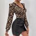 Leopard Print Patchwork Collar Ruffled T-Shirt Top Lace Trim Women's Style For Autumn Winter_ecoleips.com