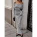 Autumn/Winter French-Style Knit Dress With One-Off Collar, Shoulder-Exposed Design, Fashionable Silhouette, And Slimming_ecoleips.com