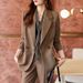 Women's Slim-Fit Tailored Blazer Long Sleeve Jacket Back Slit Casual Office Wear Street Chic Spring Fall_ecoleips.com
