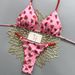 Strawberry Print Two Piece Swimsuit Bikini Set - Triangle Thong Design Regular Size Polyester Nylon Sexy Vacation Style_ecoleips.com