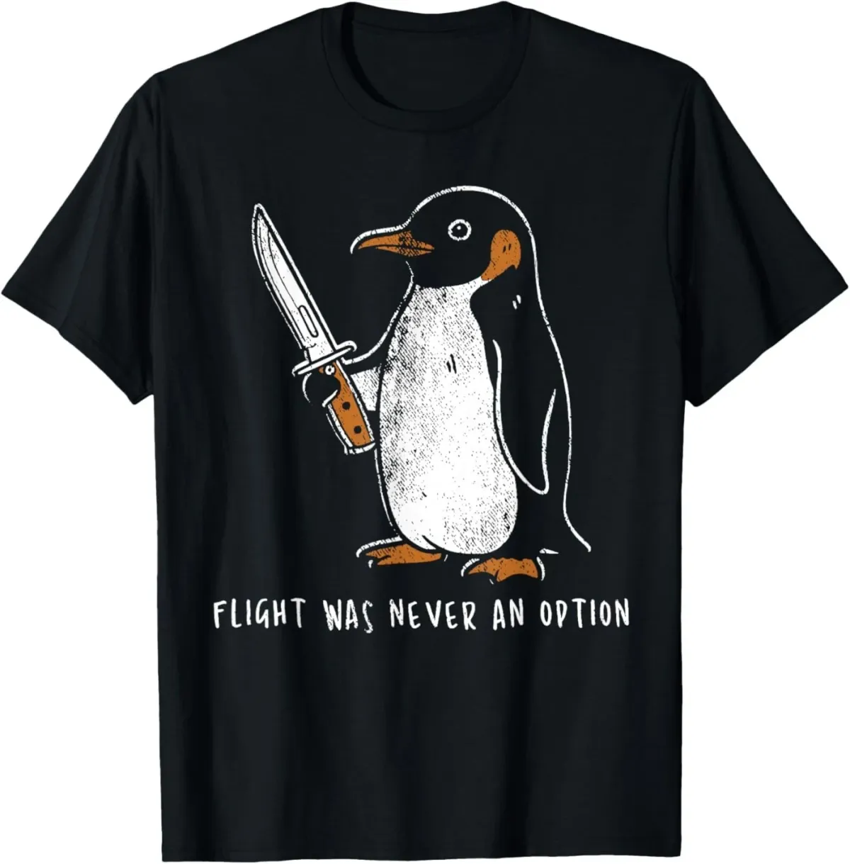 Women's T-Shirts Flight Was Never An Option Funny Penguin With Knife T-Shirt_ecoleips.com