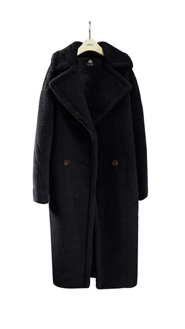 Women's Clothing Fashion Fur Long Coat Warm Thick Lamb Fur Coat Coral Velvet_ecoleips.com
