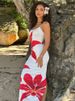 Tossy Summer Printed Maxi Dress For Women Backless Fashion Slim High Waist Spaghetti Dress Holiday Patchwork Female Long Dress_ecoleips.com
