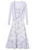 Summer Floral Print Chiffon Halter Dress Set Women's Knitted Cardigan Outerwear Two-Piece Suit Korean Style Commute Fashion_ecoleips.com