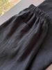 Suitable For All Seasons Minimalist Style Outfits ~ Black Tencel Linen Casual Pants For Women With Elastic Waist And Straight Leg_ecoleips.com